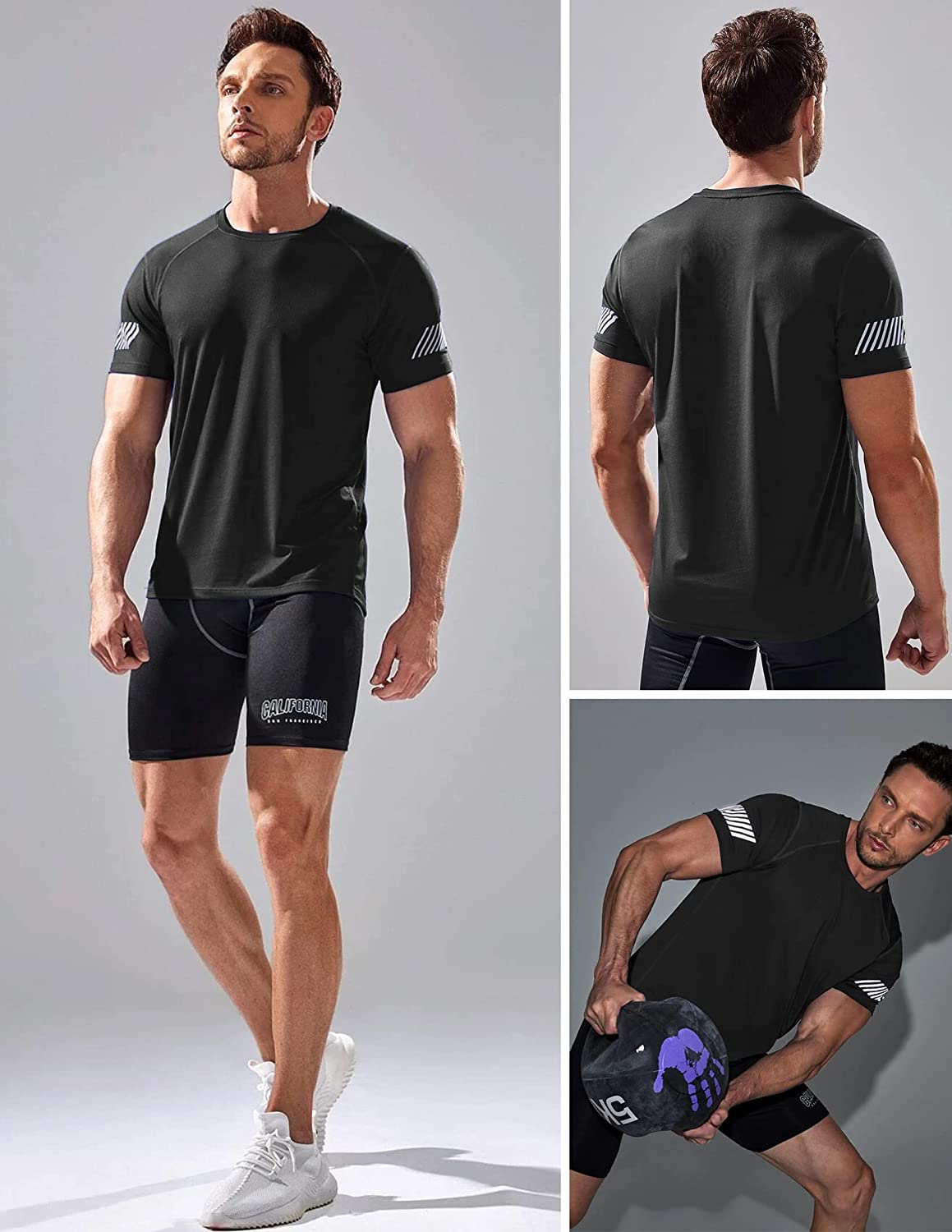 5 Pack Men’s Active Quick Dry Crew Neck T Shirts | Athletic Running Gym Workout Short Sleeve Tee Tops Bulk - Image 3